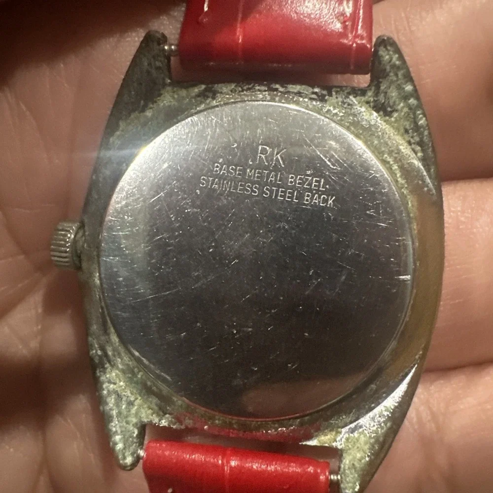 Working Vintage Sportsman Mens‎ Day Date Red Mechanical Watch Germany 34mm Fit 8